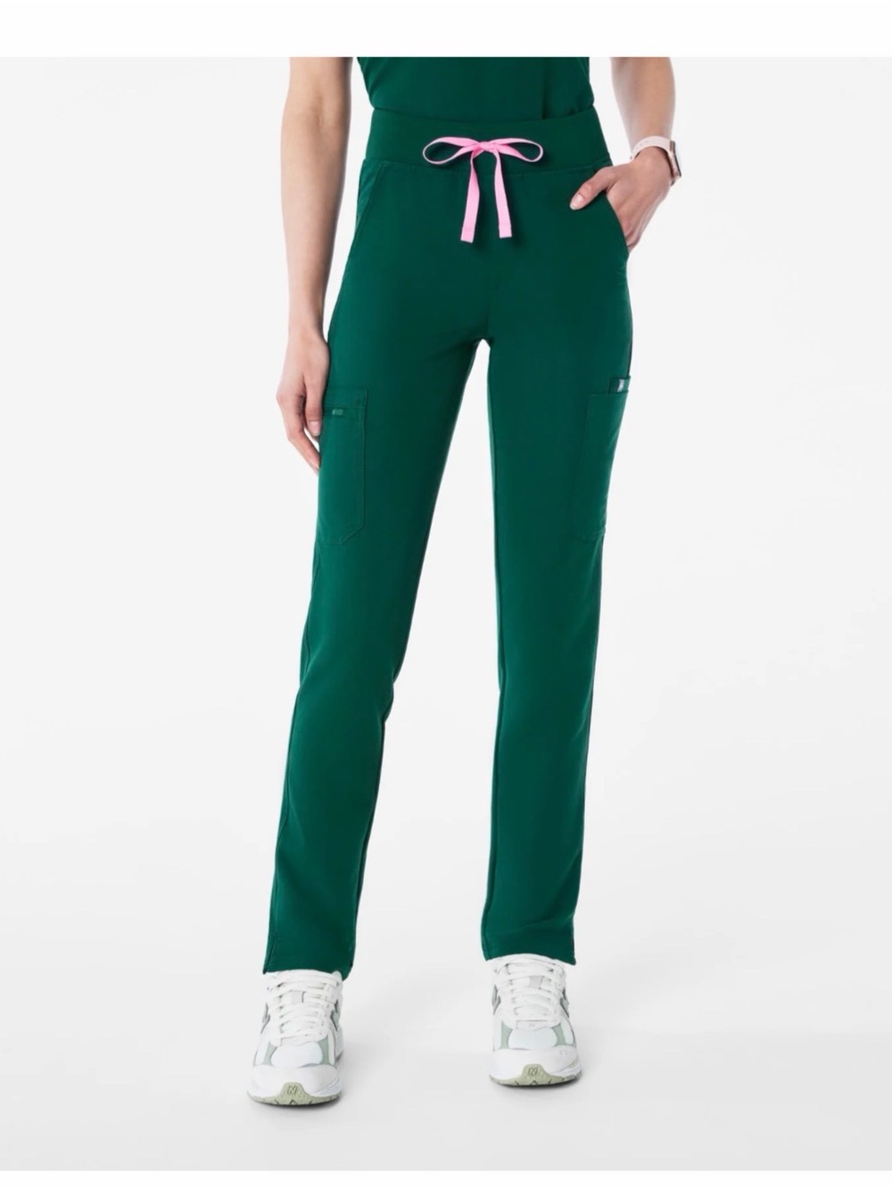 Figs High Waisted Yola - Petite Skinny Scrub Pant in Forest Green